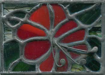 "Red Hibiscus" by Diane Rodefeld, Sun Prairie WI - Stained Glass - SOLD